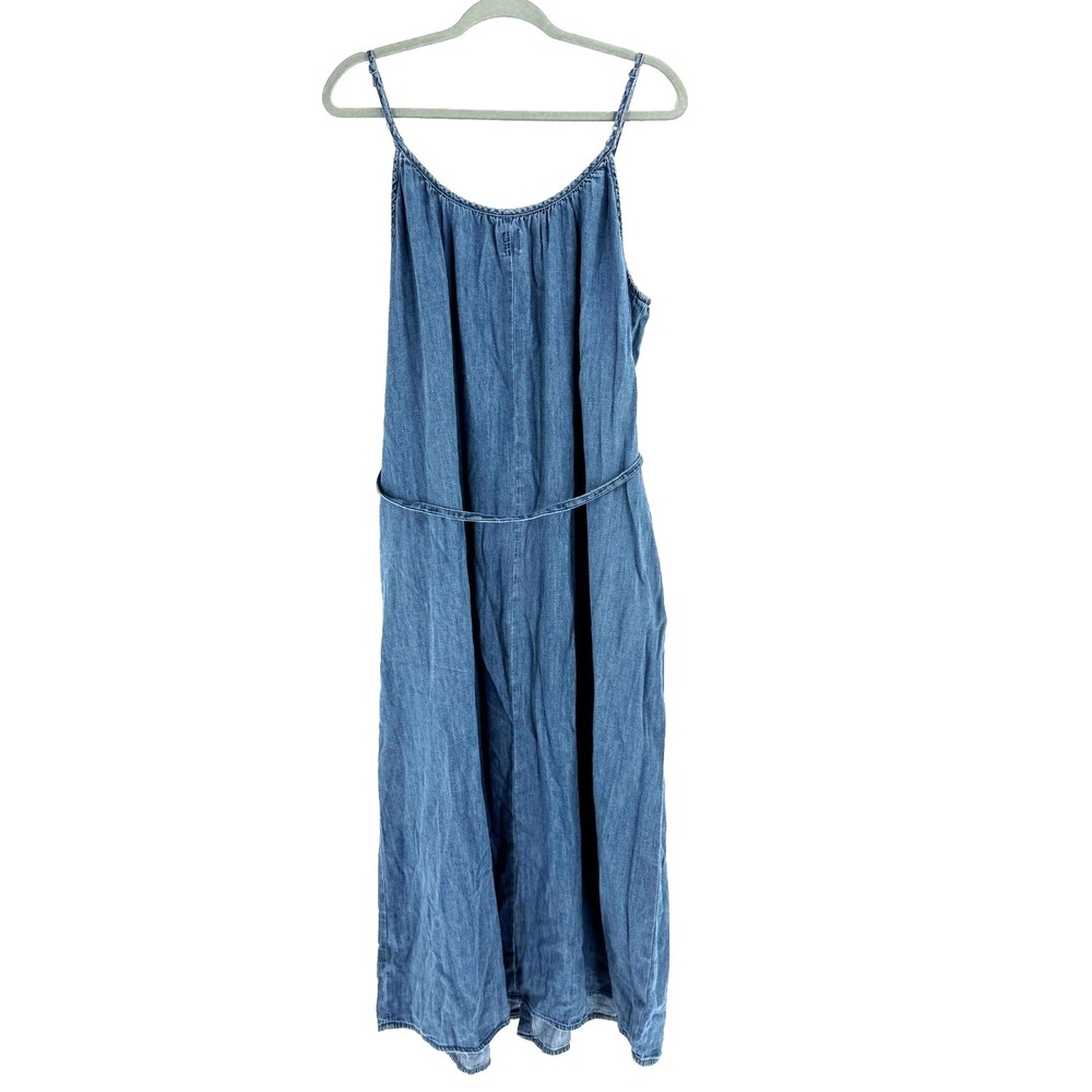 Gap Chambray Denim Maxi Dress Women's XL Indigo Western Boho Cowgirl Rodeo NEW - Picture 10 of 11